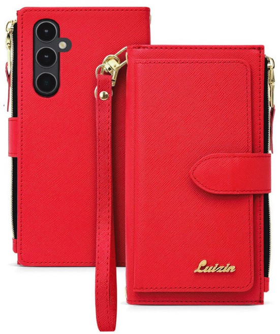 갤럭시 S25 시리즈 S25 / S25플러스 / S25울트라 - 엘원 지퍼1칸 + 카드7칸 + 지폐2칸 다이어리 케이스 + 손목스트랩