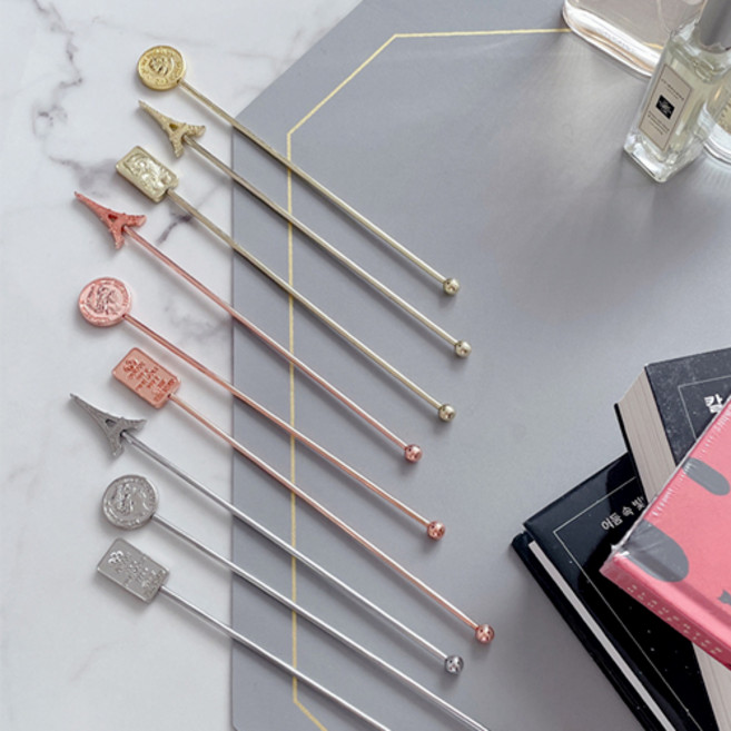 빈티지 파리지앵 머들러 / 하이볼 칵테일 주스 에이드 원두커피, 06.파리지앵 골드바 20.5cm, 1개