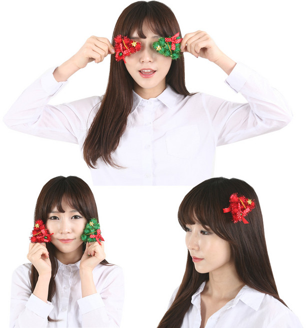 [산타핫딜] 크리스마스 머리띠/산타 루돌프 헤어핀, 15.트리장식집게핀, 1개