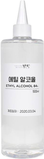 [맑을담] 소독용 에탄올 식물성 에탄올 에틸알코올84% 500ml, 1개