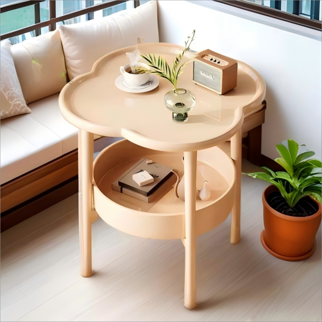 명신 키키 원형 침실 다용도 서랍장 사이드 테이블 협탁, 아이보리