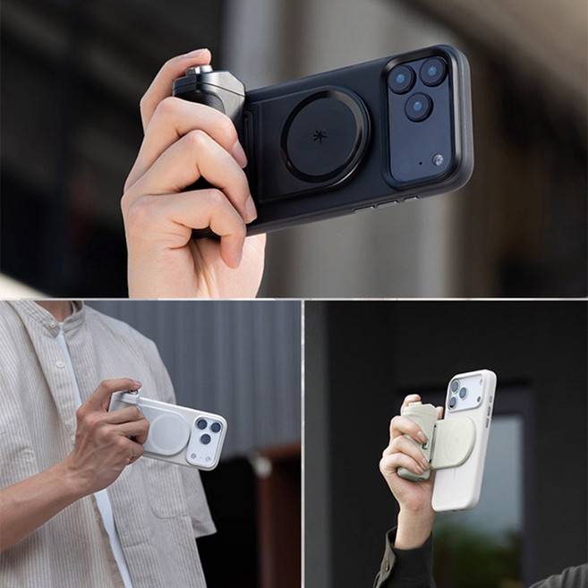 PGYTECH MagCam2 스마트폰 마그네틱 셀카 핸들 맥세이프 스마트폰 그립 홀더 셀카 촬영그립 셔터그립 홀더 P-PG-082 트루펙트신상, 1개, 블랙, MagCam2+램프
