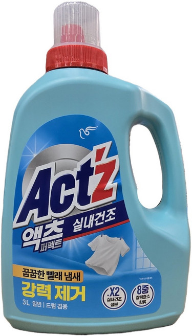 액츠 퍼펙트 실내건조 액상세제 일반용 본품, 3L, 2개