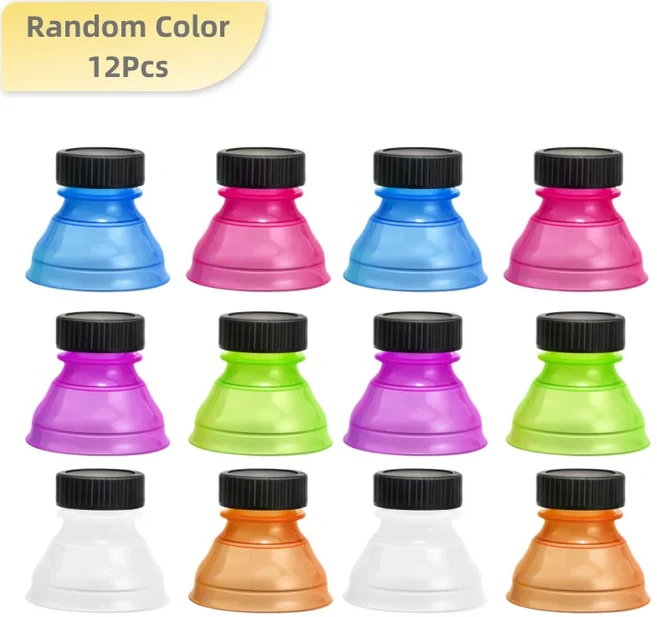 6개/12개 재사용 가능 플라스틱 밀폐 뚜껑 맥주 물 디스펜서 보호 캡 소다 캔 먼지 덮개, 01 Random Color 12pcs