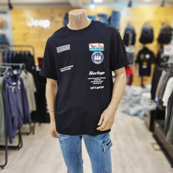 지프 @ (한정특가 50% 할인)@ 지프 시그니처 디자인 패치 반팔 멀티 그래픽 티셔츠@NC불광