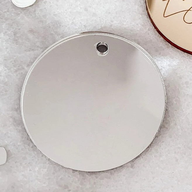 5/7.5/10cm 골드 실버 투명 블랙 화이트 서리로 덥은 아크릴 천공 디스크 원형 장식 Diy 프로젝트, 05 5cm 25 PCS, 02 Silver mirror 1.6mm