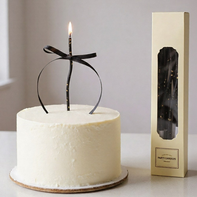 그니주니 웨이브 생일초 물결 케이크초, 3세트, 시크블랙 6개입