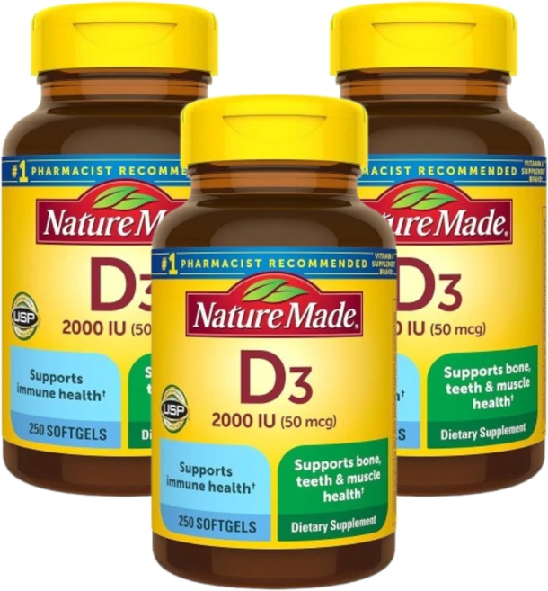Nature Made 비타민 D3 2000IU 50mcg, 3개, 250정 - 쿠팡