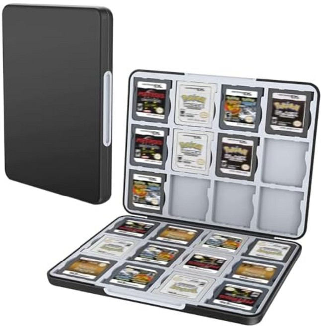 PGRTYOF 3DS/DS 카드 케이스 24개 수납 NS/3DSXL/2DS/2DSXL/DSi 게임 카세트 정리 포치 블랙
