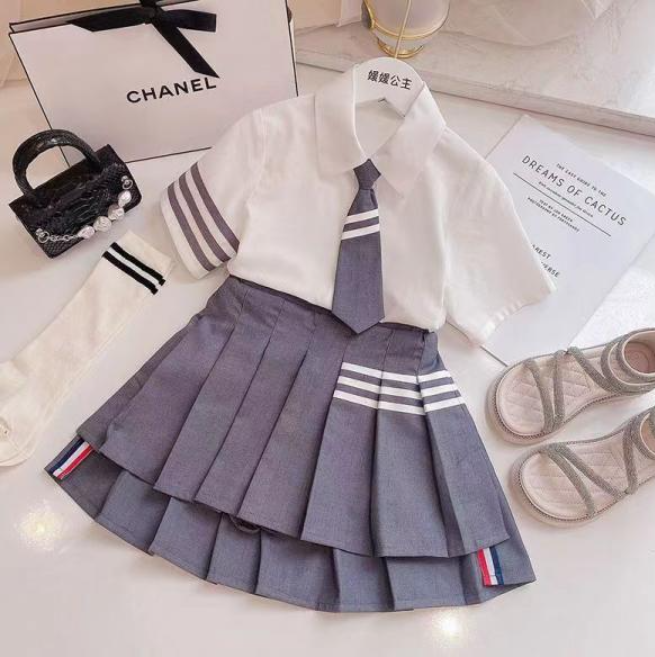 the아린 여아 반팔 셔츠 치마 미니 스커트 주니어 투피스 036