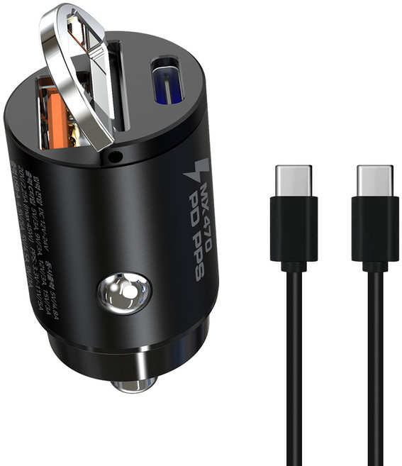 엑스트라 45W 매립형 초고속 듀얼 PD USB A 차량용 충전기, 1개