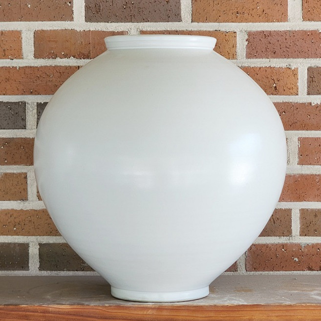 박수재 수공예 달항아리 무광 6호 48cm 대형작품 풍수지리 돌사진 화병