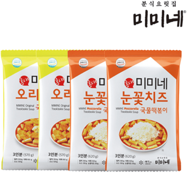 미미네 오리지널 국물떡볶이 2봉+눈꽃치즈 2봉 (12인분), 1.19kg, 2세트