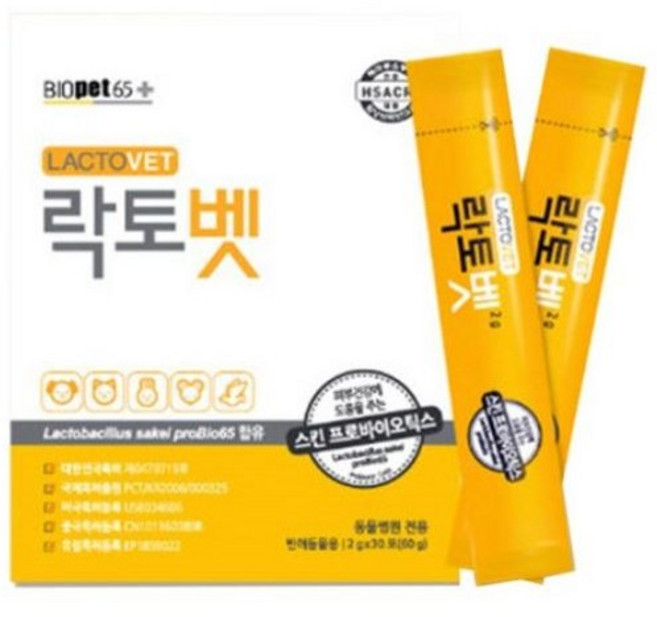 (당일출고) 락토벳 LACTOVET 2gx30포 강아지 고양이 유산균, 30회분, 장건강/유산균, 1개