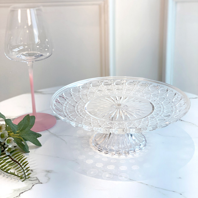 투명 케이크스탠드 홈파티 디저트 스탠드 파티 플레이트 접시 생일파티 케익 받침대, 1개