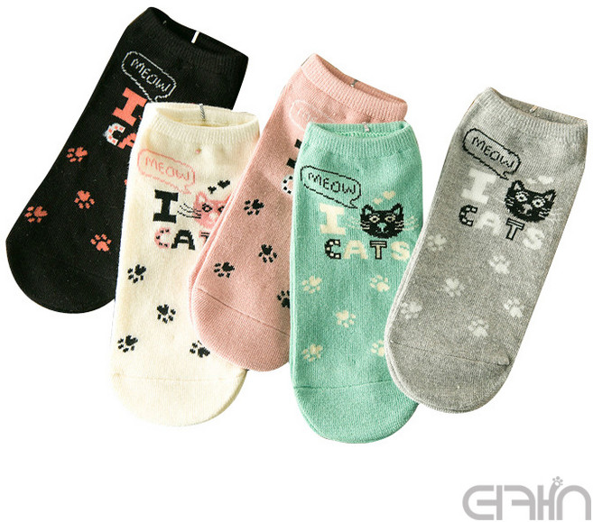 더캣 냥발자국발목양말 여성 캐릭터 면양말 학생양말 여자 양말선물세트