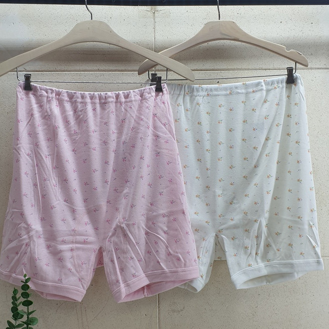 트라이 여자 순면 엄마 할머니드로즈 면사각팬티 꽃무늬 3부팬티 날염즈로즈