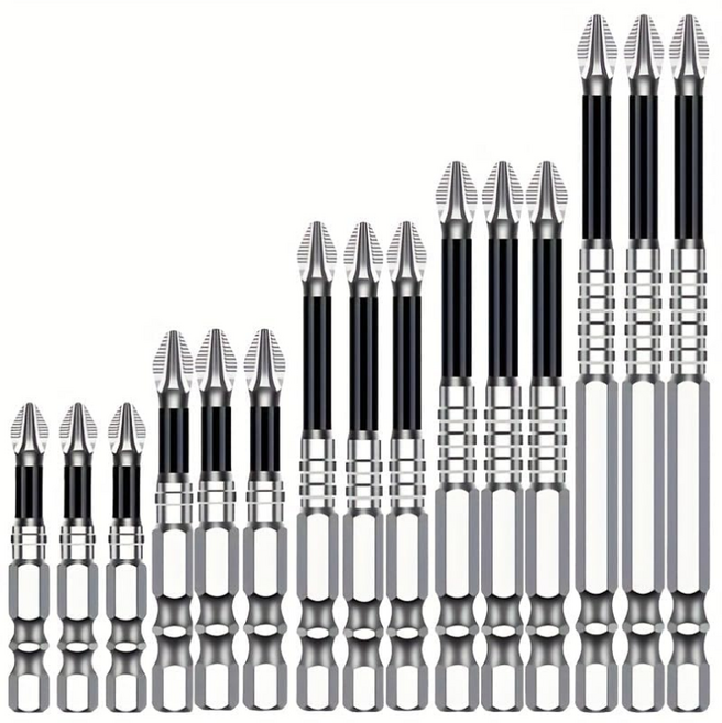 미끄럼방지 나사산 임팩트 비트 강력 자력, 1세트