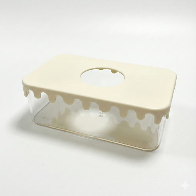 NRC 케이크 습식은신처 사각형 NR-B2 크레산란통, 1개, 크림 파스텔 화이트