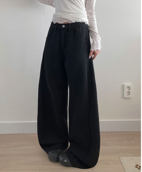 부기샵 랭크 절개 히든밴딩 와이드 팬츠 봄팬츠