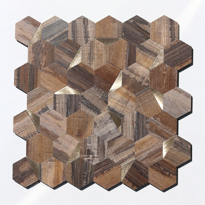 현대 접착식 메탈타일 스텐타일 알루미늄타일 주방데코타일 주방리폼타일, 1개, 우드타일(HMT99321)