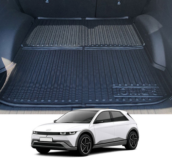 카킹즈 현대 아이오닉5 방수트렁크매트 논슬립 3D 카본 TPE(호환), 블랙