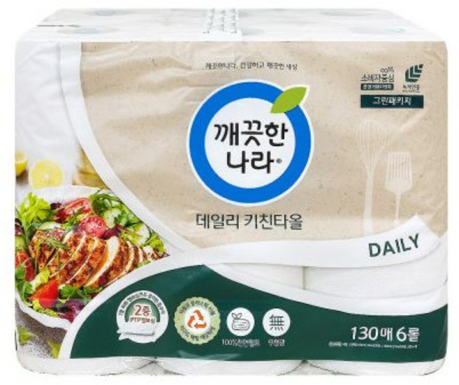 깨끗한나라 키친타올 그린티 150매 8롤 x 3개(1BOX).