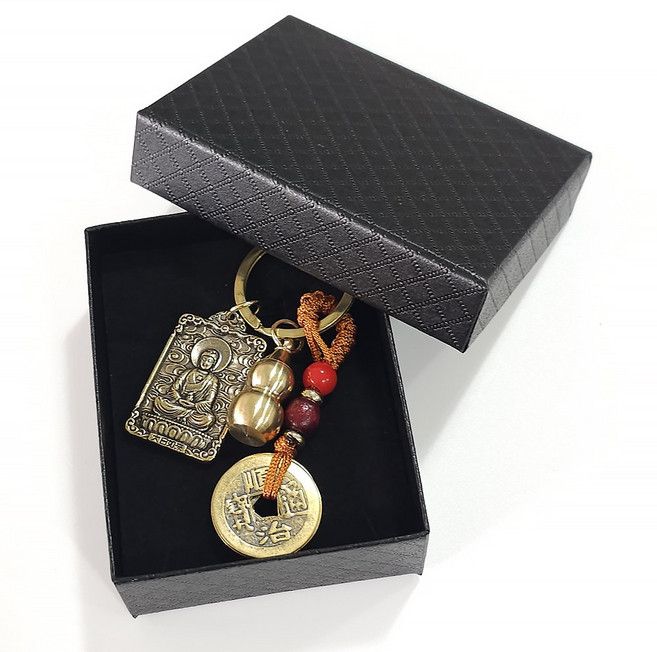 재물운 금전운 십이지신 엽전 호리병 키링 풍수지리, 1개, 소띠+선물상자