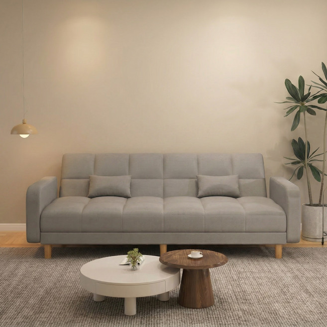 엘티제이 접이식 등받이 가죽소파 각도조절 2인용 소파베드 4인용 소파침대 L004, 그레이