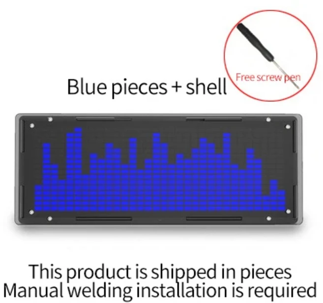 LED 음악 스펙트럼 디스플레이 DIY 키트 리듬 라이트 시계 8 종류 모드 SMD 납땜 프로젝트 레벨 16x32, 01 파란