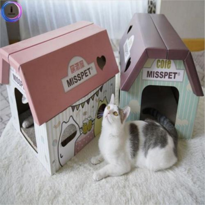 파스텔 접이식 스크래쳐 하우스, 선택:핑크, 1개