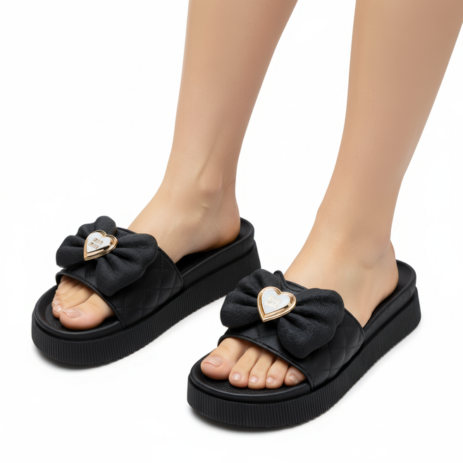 프로텍트유 여성 하트 리본 통굽 슬리퍼