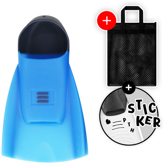DMC 디엠씨 오리지널 하이드로 숏핀 수영 오리발 ICE BLU + 오리발 가방 증정, XXS_225-230mm + 오리발스티커증정