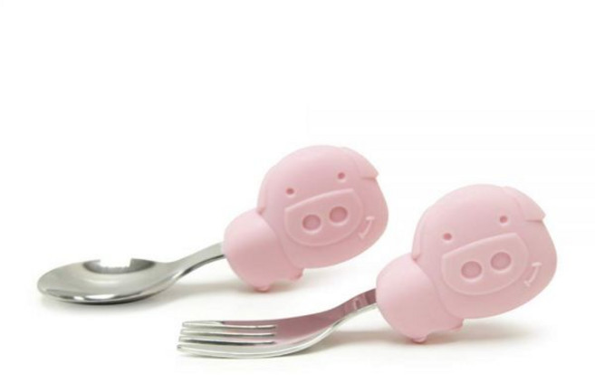 식기 이유식스푼 유아용 세트 아기 숟가락과 포크 손바닥 잡기용 BPA 프탈레이트 무첨가 훈련용 유아 18개월 이상, Pokey