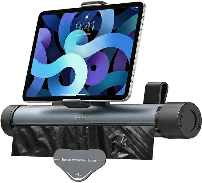 모락 스크롤 차량용 헤드레스트 거치대 겸용 쓰레기통, 1개, 그레이