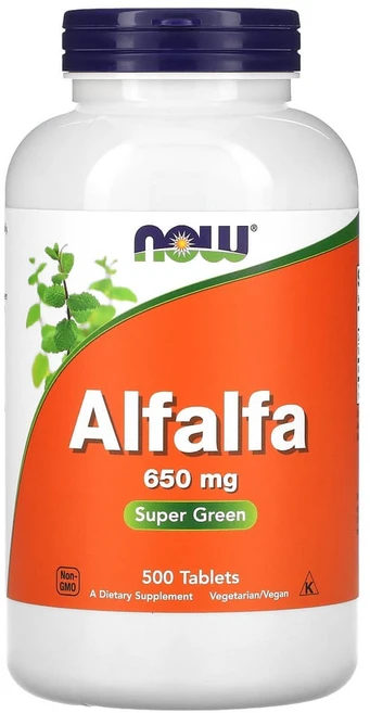 Now Foods 나우푸드 알팔파 650mg 500정 Alfalfa 스테아르산마그네슘 인산이칼슘, 1개 - 쿠팡