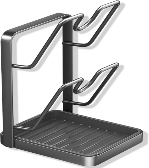 샵리빙 깔끔정리 2단 냄비뚜껑 조리도구 거치대, 1개, 차콜그레이