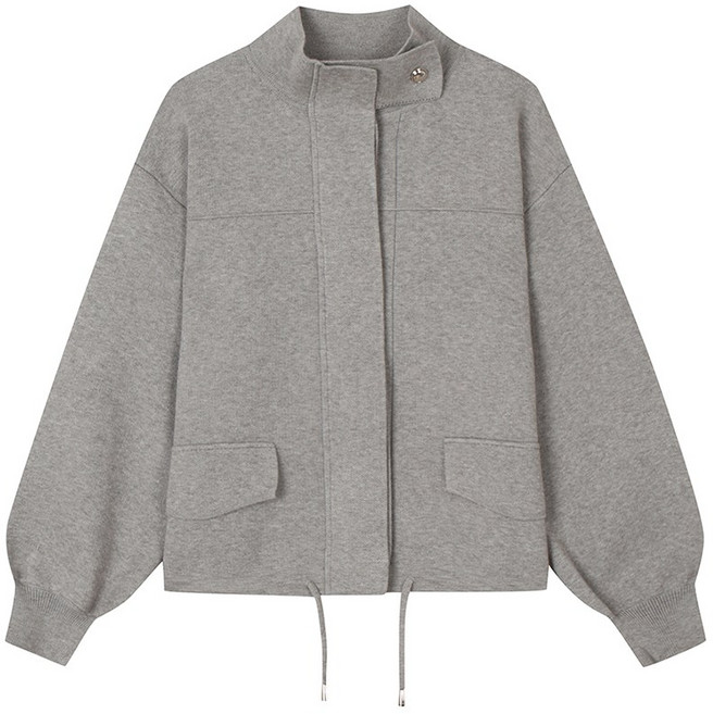 SI(씨) 버튼 스트링 하이넥 니트 가디건 블랙 멜란지그레이 SJCCX2976 여성용 니트가디건 집업 니트 가디건