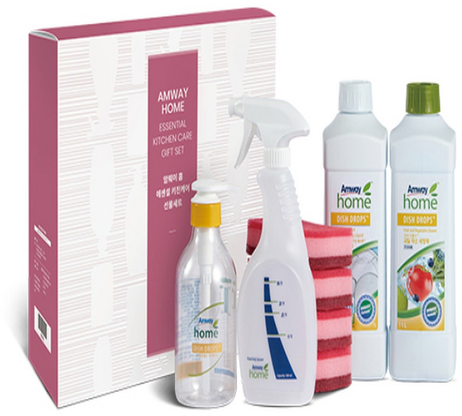 암웨이 키친케어 5종 선물세트(식기세정제+희석용기+수세미+과일세정제+분무용기), 1개