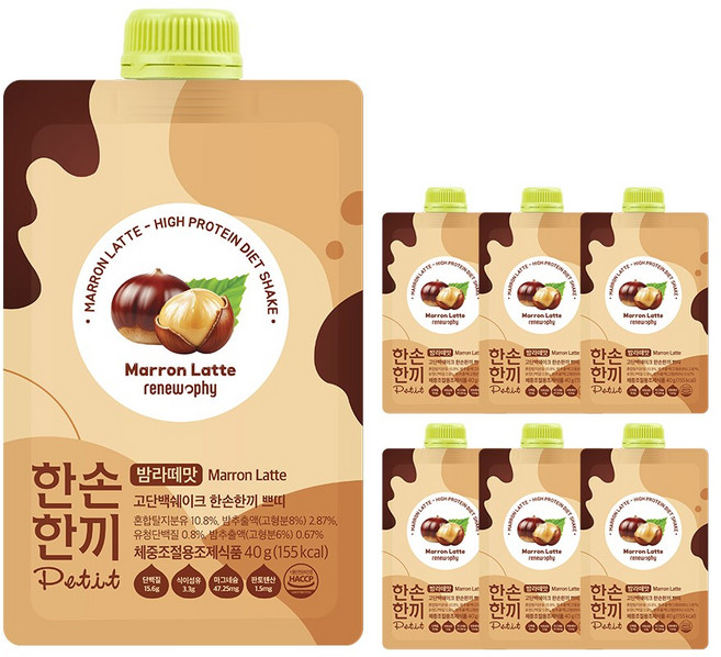 한손한끼 쁘띠 프로틴 단백질 쉐이크 밤라떼맛, 7개, 40g