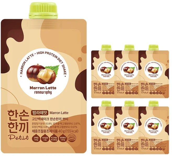 한손한끼 쁘띠 프로틴 단백질 쉐이크 밤라떼맛, 7개, 40g - 쿠팡