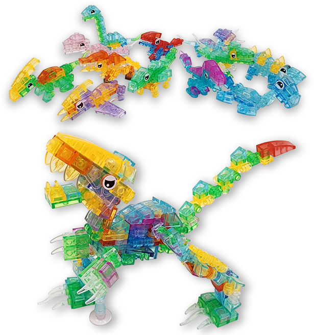 산골소년 투명 다이노 블럭 12개 합체 공룡 동물 미니 조립 어린이 완구 놀이 답례품