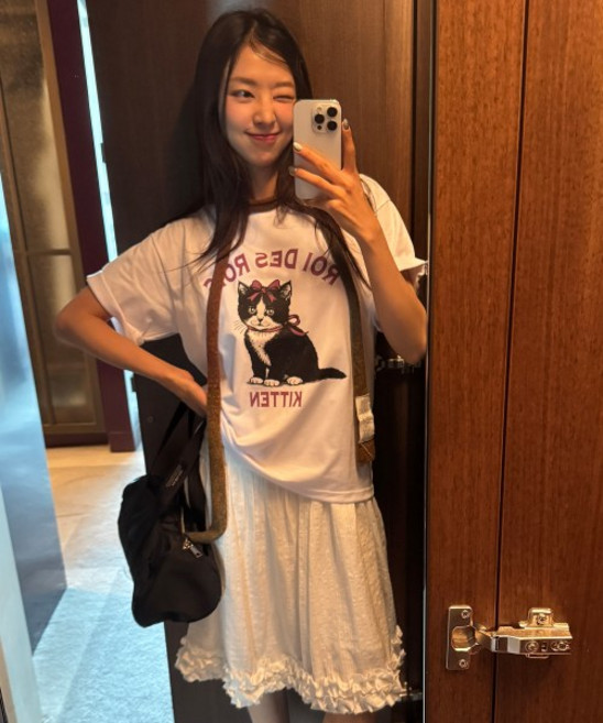 로아드로아 ROIDESROIS 키튼 캣 프린팅 반팔 티셔츠 (화이트) 매장정품 208058