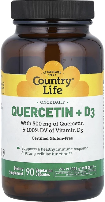 Country Life 컨트리라이프 퀘르세틴 퀘세틴 비타민 D3 Quercetin Vitamin D3 90정 6개 - 쿠팡