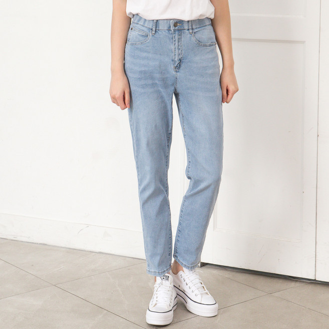 여성용 여름 청바지 이지모먼트 히든밴딩 데님팬츠 빅사이즈 스판