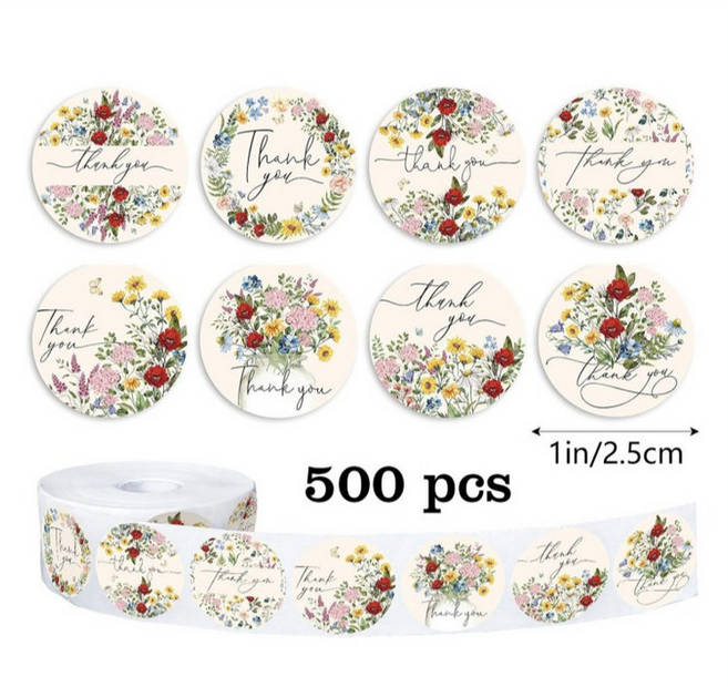 플라워 땡큐 꽃스티커, 1개, 혼합(S770)