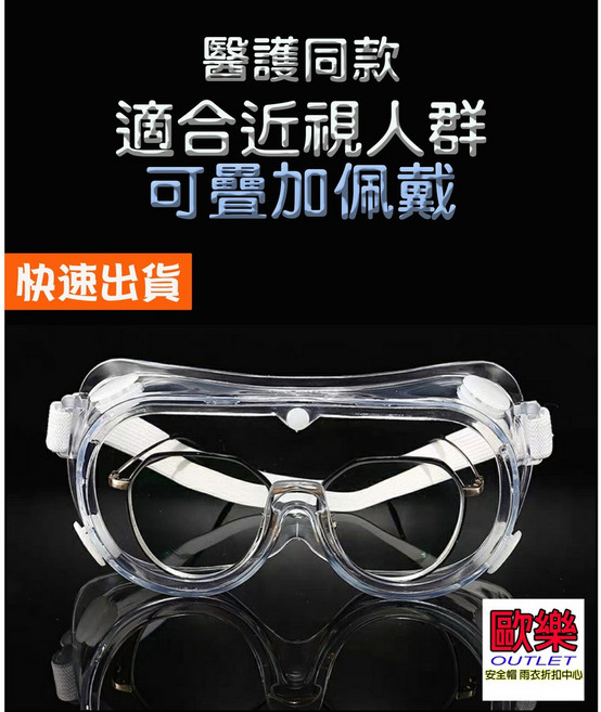 防護眼鏡 護目鏡 適合近視人群 醫護同款, 1個