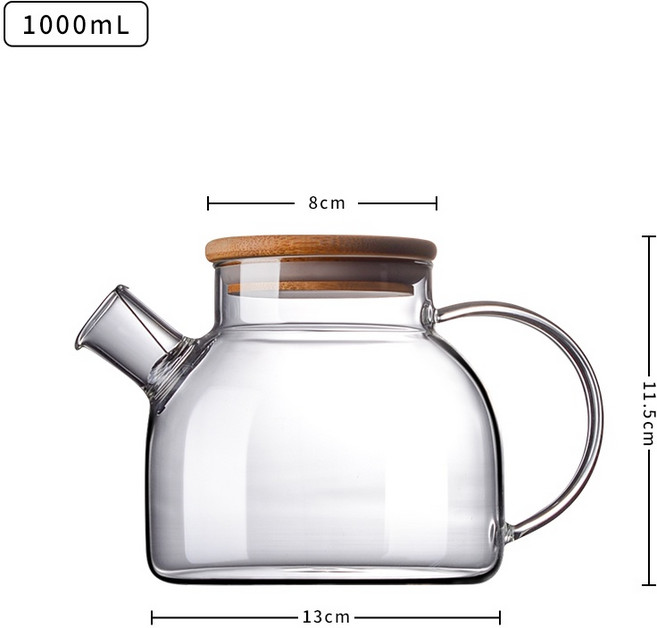耐高溫 玻璃養生壺 1000ml 大容量 透明 可加熱, 1個, 1000ml養生壺（耐高溫）,1L以上