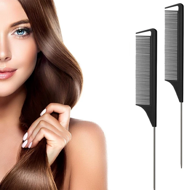 엔빙 전문가용 미용실 강화 세라믹 카본 스틸 꼬리빗, 2개, 블랙 - 쿠팡