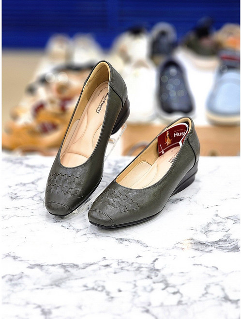 허시파피 세이브존05 여성 우레탄 몰드굽 4Cm 천연염소가죽 웨지힐 로퍼 구두 FP425